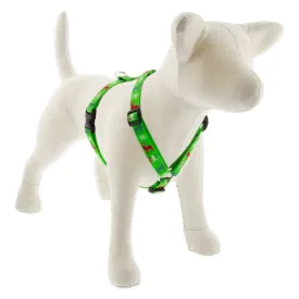 Lupine Holiday Designs Roman 3/4" Wide 12"-20" Girth Size Happy Holidays Green Dog Harness