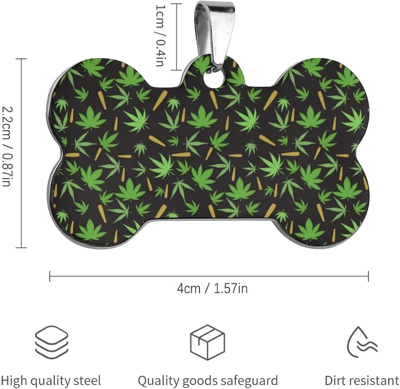 Marijuana Weed Pet ID Tags Personalized Stainless Steel Dog and Cat Tags Cute Collar Tag Bone Shape