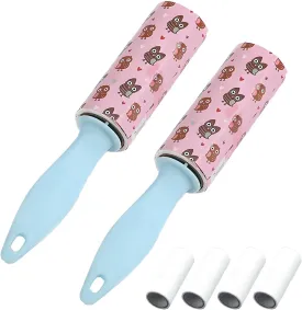 Mini Lint Roller for Pet Hair and Clothes,Reusable Lint Roller Travel Size Clothes Roller Lint Removers Sticky Lint Removing Tool for Travel, Gift Bags, Furniture, Car Seat(2 Rollers 4 Refills)