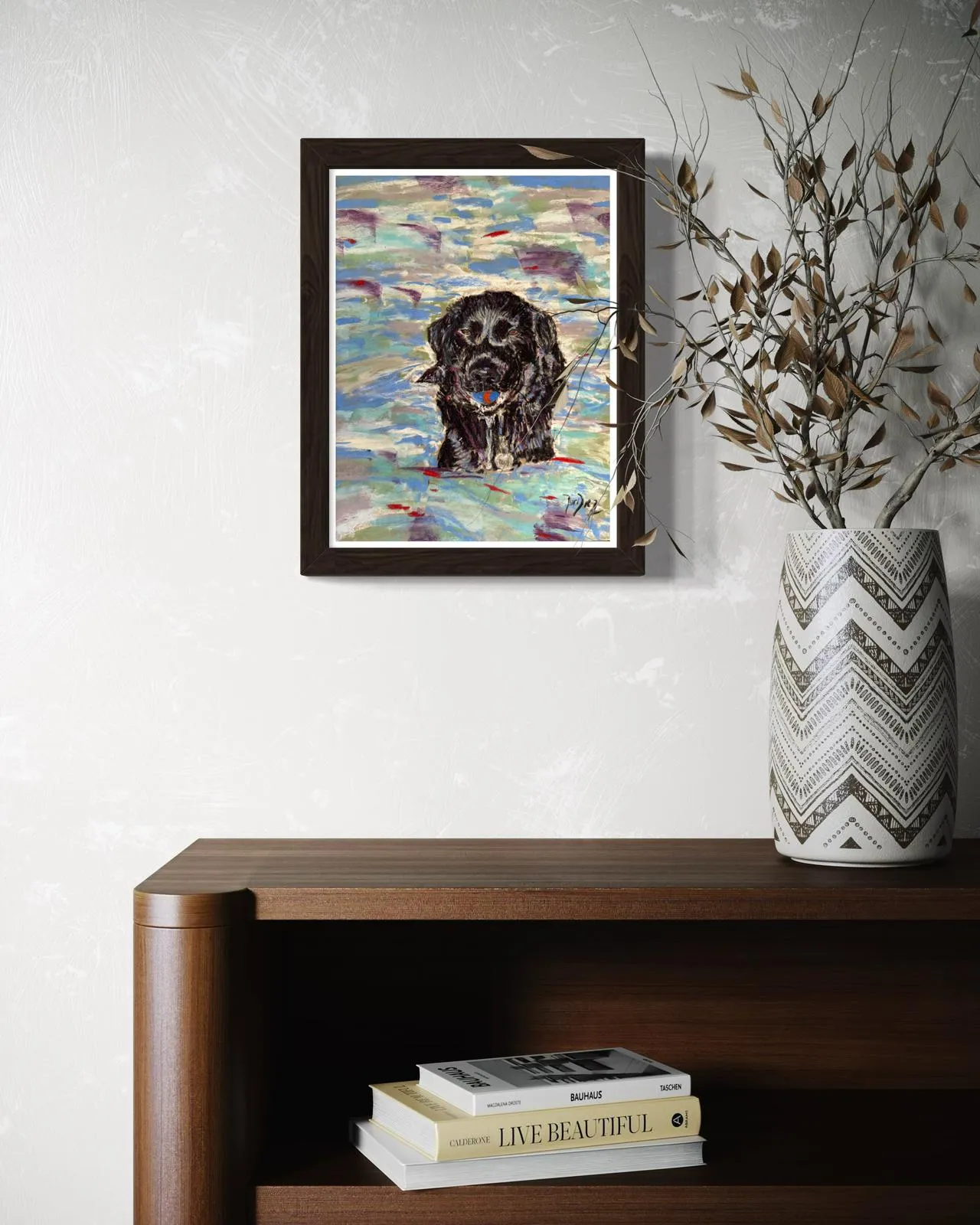 Ozzy in the Dora Baltea Pastel Painting