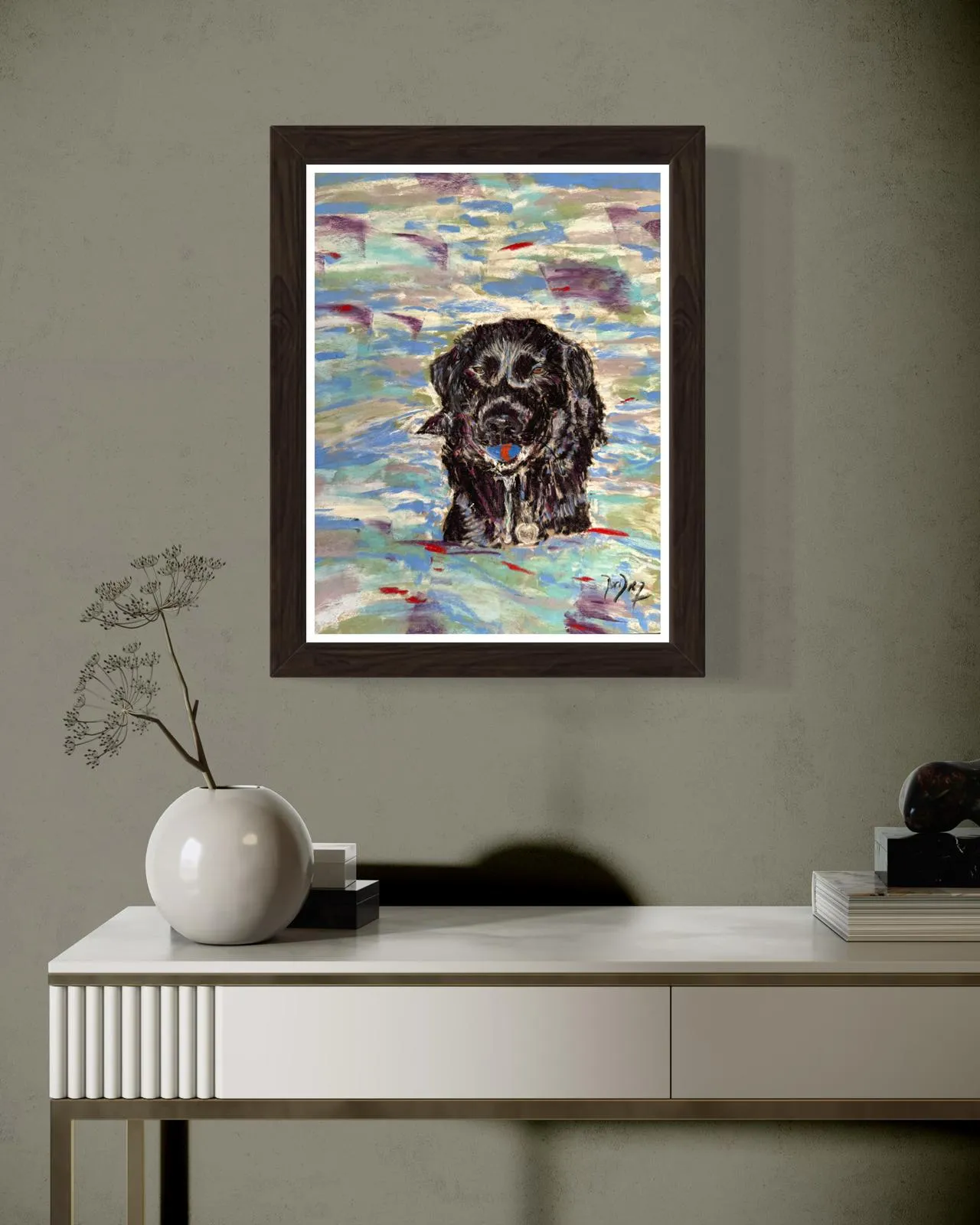 Ozzy in the Dora Baltea Pastel Painting