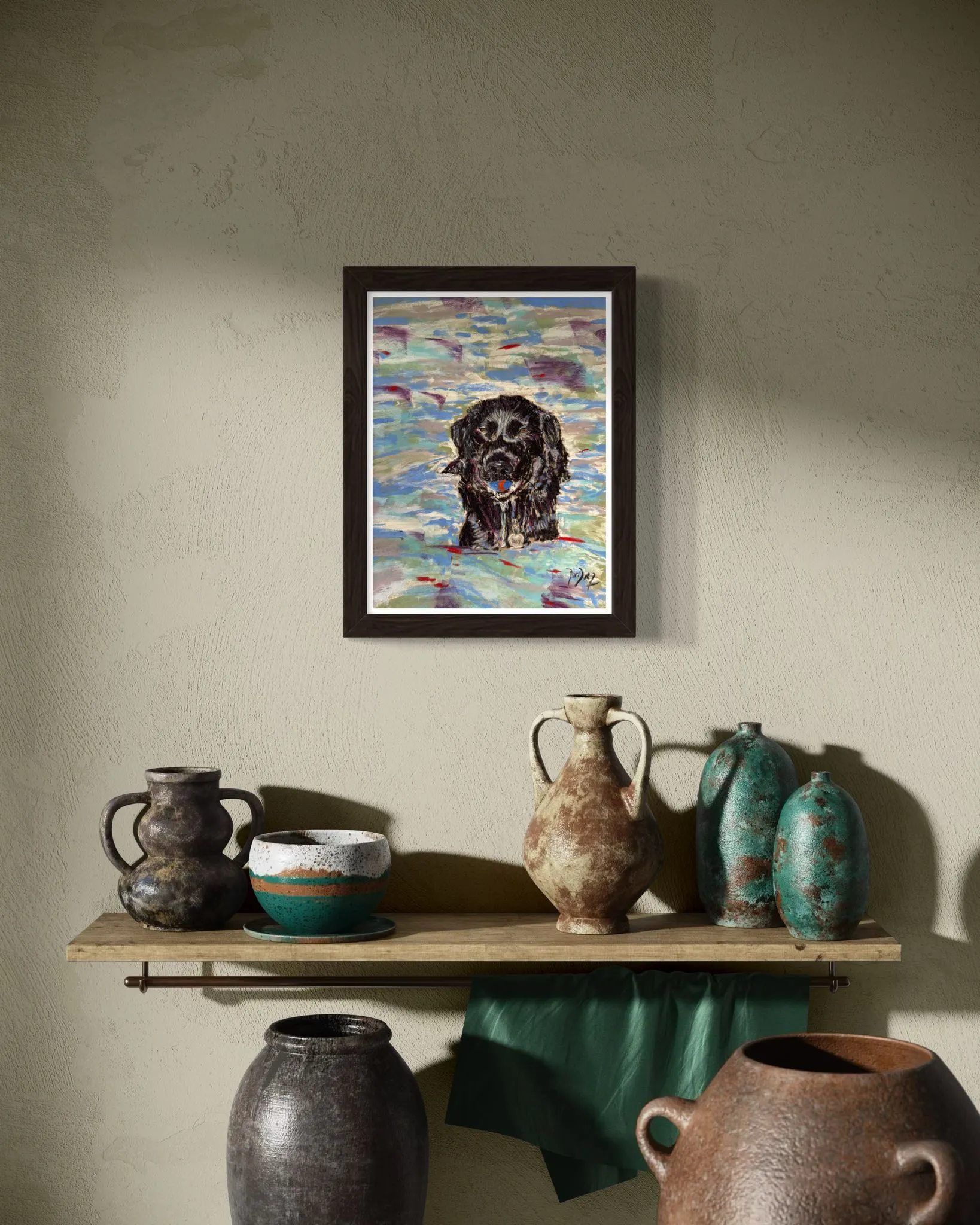 Ozzy in the Dora Baltea Pastel Painting