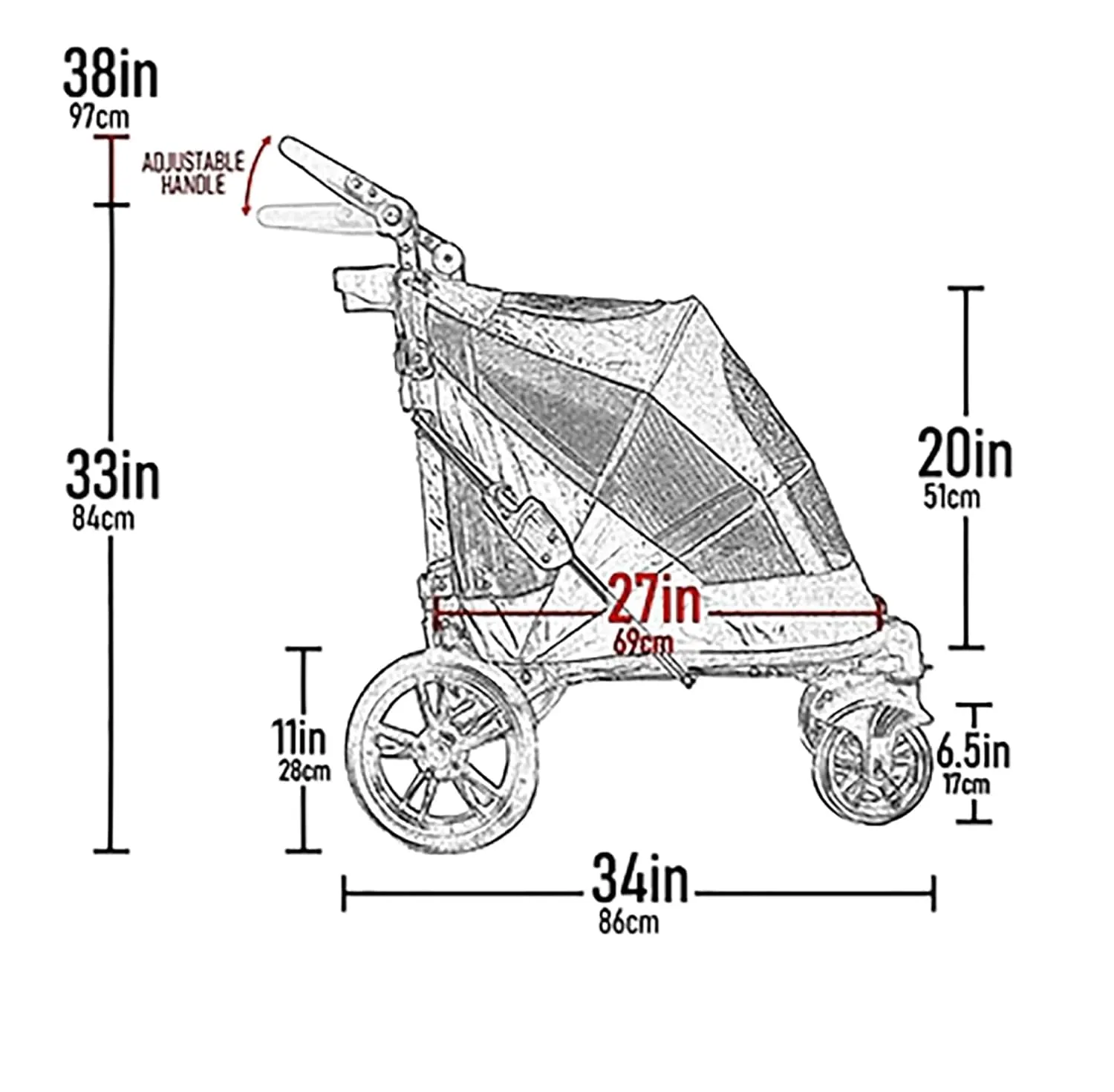 Pet Gear NO-Zip Pet Stroller with Dual Entry, Push Button Zipperless Entry for Single or Multiple Dogs/Cats, Pet Can Easily Walk in/Out, No Need to Lift Pet, Gel-Filled Tires, 1 Model, Larkspur
