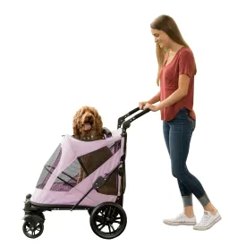 Pet Gear NO-Zip Pet Stroller with Dual Entry, Push Button Zipperless Entry for Single or Multiple Dogs/Cats, Pet Can Easily Walk in/Out, No Need to Lift Pet, Gel-Filled Tires, 1 Model, Larkspur