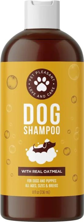 Pet Oatmeal Shampoo for Dogs and Puppies - Moisturizing Oatmeal Dog Shampoo for Dry Skin and Cleansing Dog Care - Puppy Shampoo for Dog Bath and Dog Grooming Care, 8 fl oz