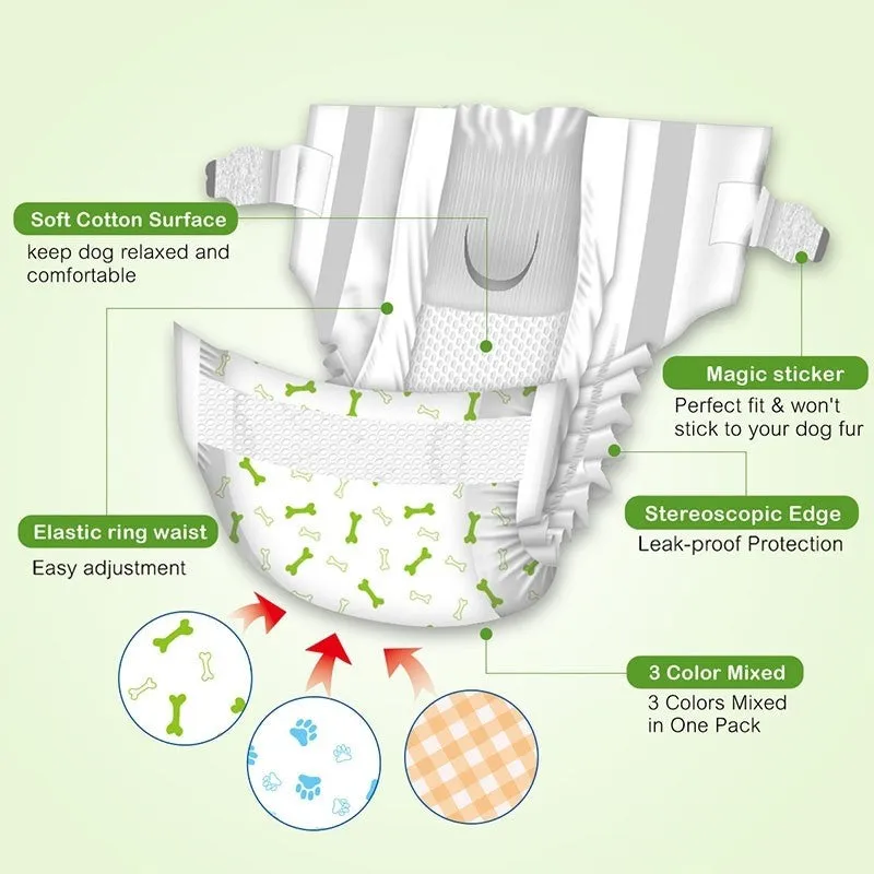 Pet Soft Pet Disposable Female Puppy Dog Diaper 22-40cm (xs) 12pcs