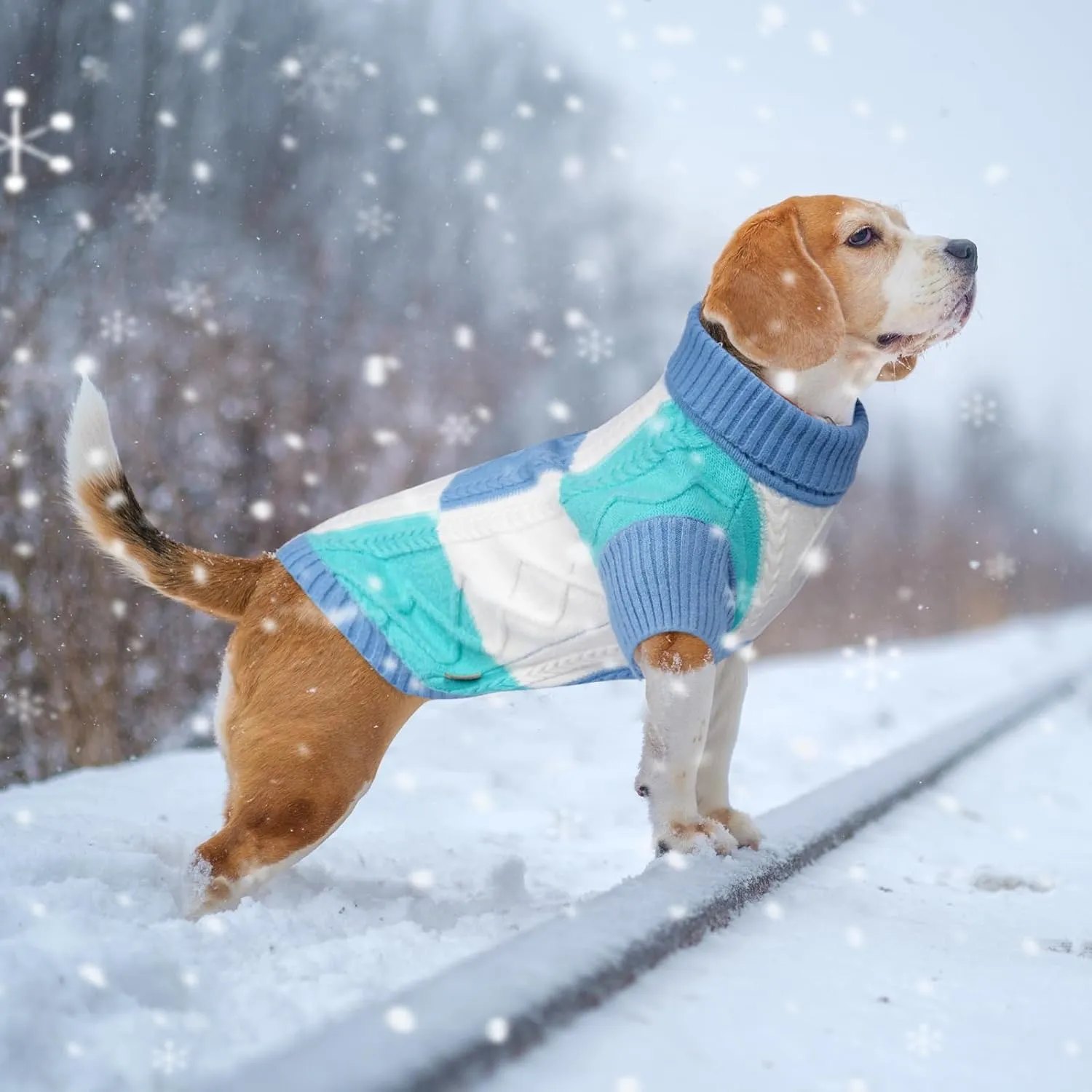 Pet Sweaters,Turtleneck Pullover Dog Sweater,Pet Sweaters for Dogs,Pet Clothes,Pet Clothing,Suitable for All Types of Dogs and Most Seasons (Blue Group,S)