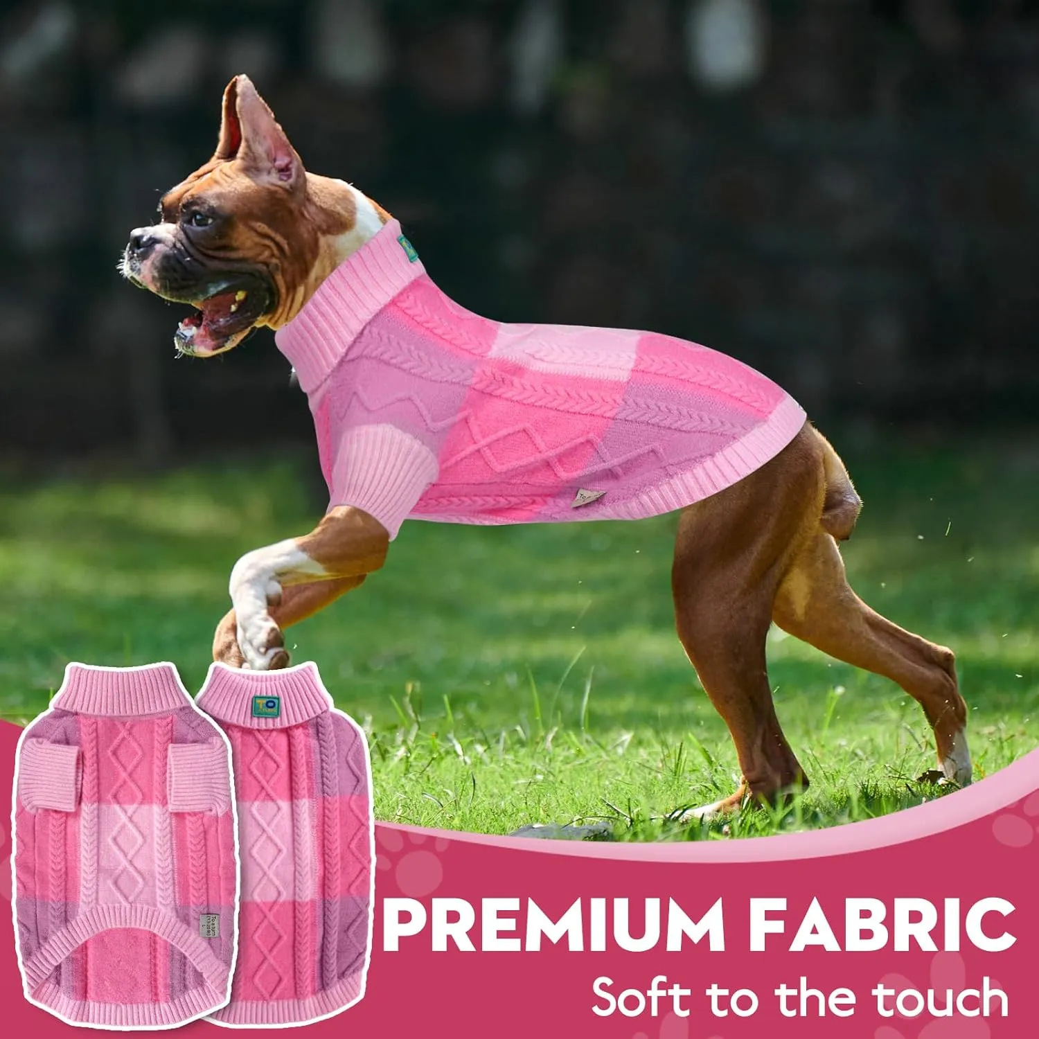 Pet Sweaters,Turtleneck Pullover Dog Sweater,Pet Sweaters for Dogs,Pet Clothes,Pet Clothing,Suitable for All Types of Dogs and Most Seasons (Pink Group, L)