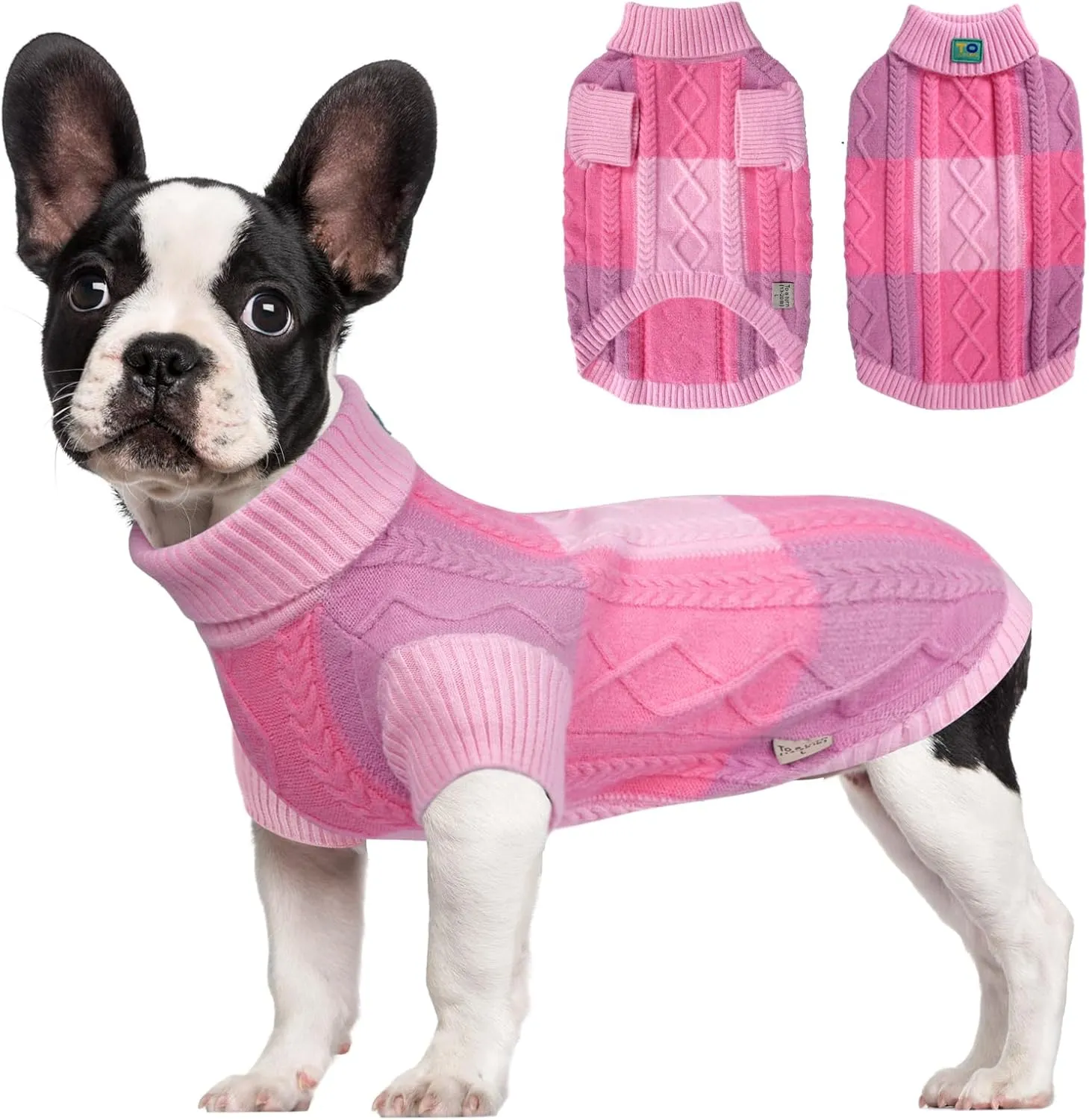 Pet Sweaters,Turtleneck Pullover Dog Sweater,Pet Sweaters for Dogs,Pet Clothes,Pet Clothing,Suitable for All Types of Dogs and Most Seasons (Pink Group, L)