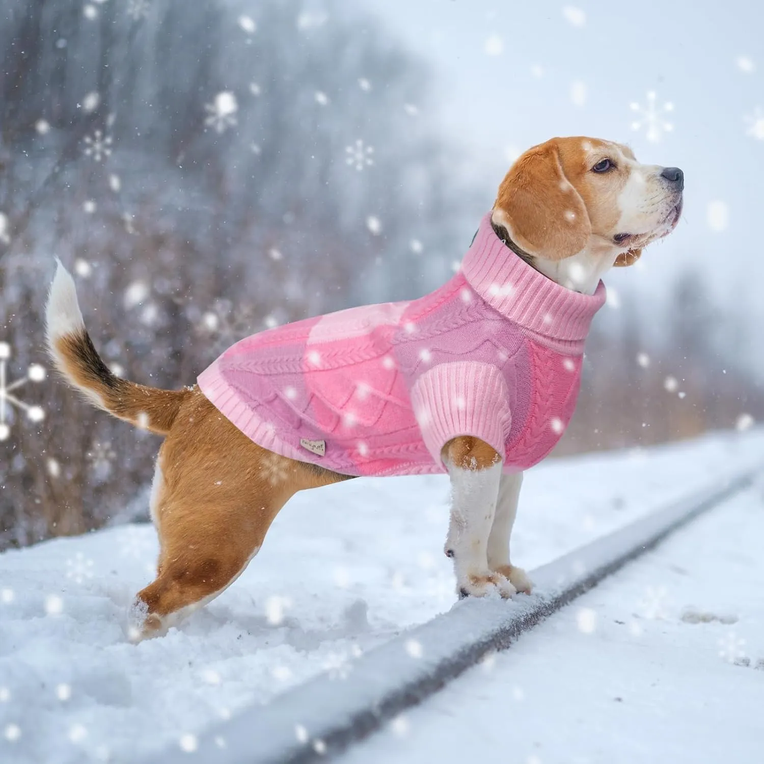 Pet Sweaters,Turtleneck Pullover Dog Sweater,Pet Sweaters for Dogs,Pet Clothes,Pet Clothing,Suitable for All Types of Dogs and Most Seasons (Pink Group, L)
