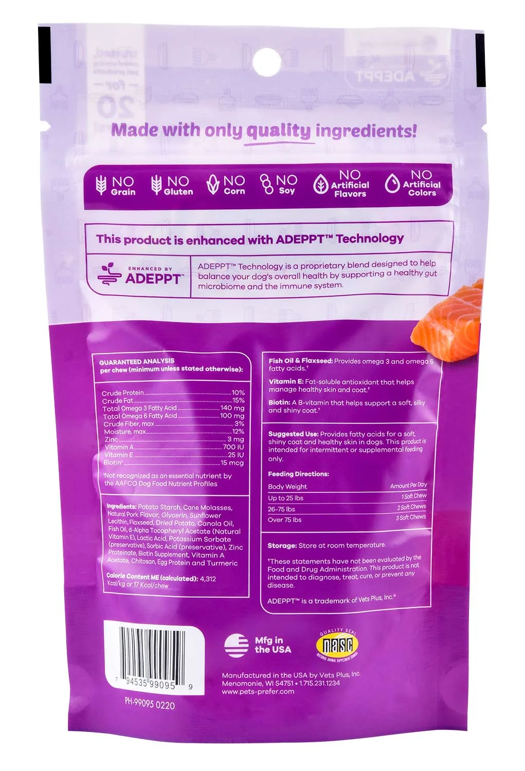 PetsPrefer Skin & Coat Soft Chews w/ ADEPPT