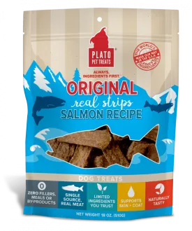 Plato All Natural Salmon Strips Dog Treats