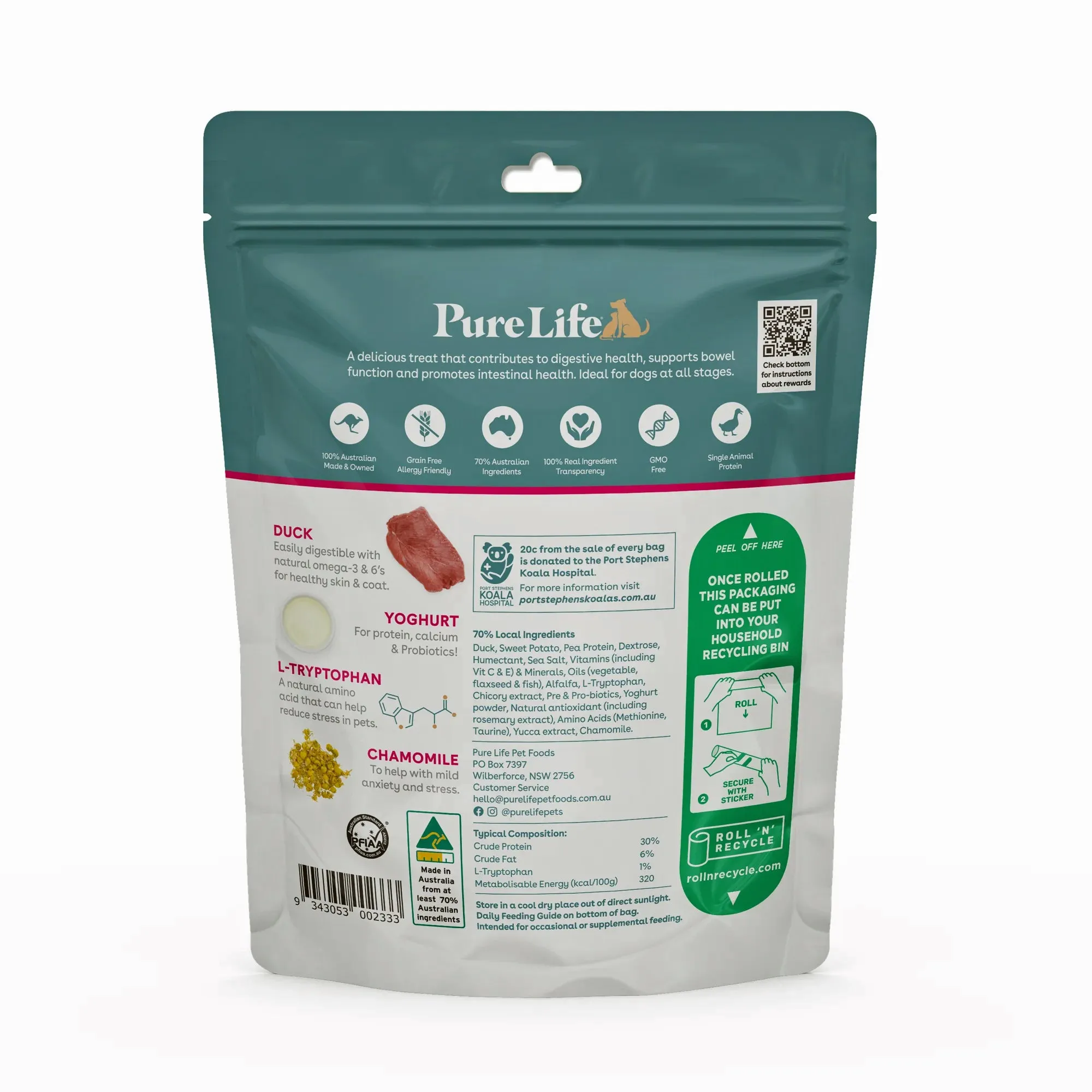 Pure Life Zen & Relax Duck Dog Treats 100g