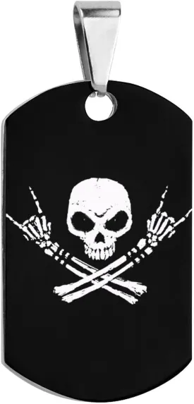 Rock 'N Roll Skull Pet ID Tag Personalized Stainless Steel Dog Tags Funny Printed Cat Collar Tags Accessories