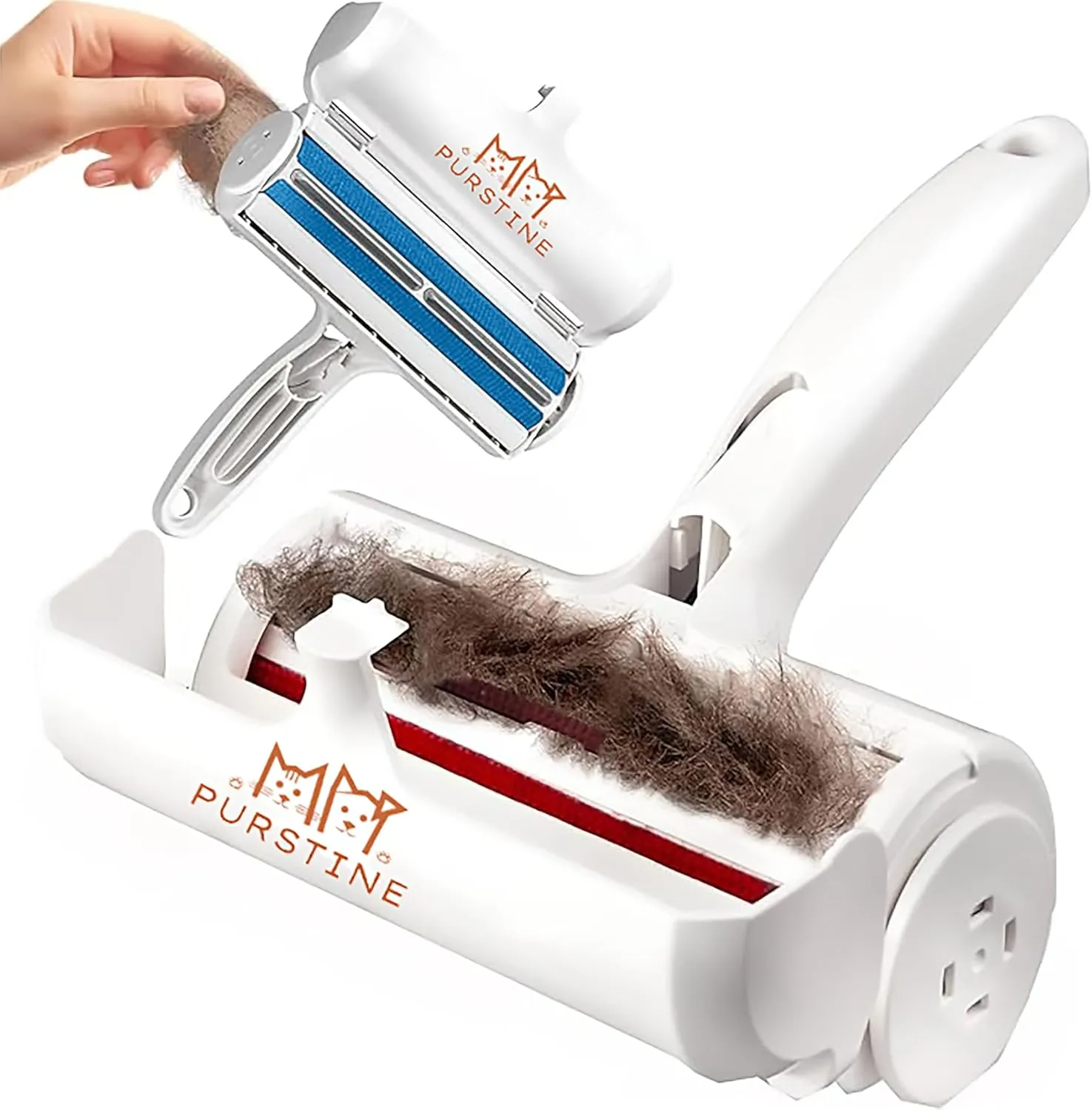 Roller Pet Hair Remover and Reusable Lint Roller - Cat and Dog Hair Remover for Furniture, Carpet, Clothes, Bedding and Car Seats- Lightweight, Multi-Surface Fur Removal Tool (Blue)