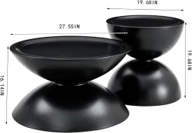 Round Coffee Tables with Movable Top and Integrated Cat Bed, Multifunctional End Side Table, Matt Black