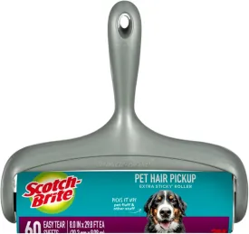Scotch-Brite Pet Extra Sticky Large Surface Roller, Designed for Pet Hair, 60 Sheets