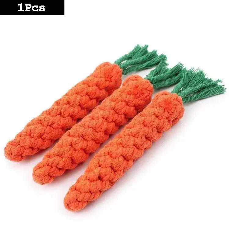 Set of Durable Rope Toys for Dogs – Chew and Tug Play (Carrot & Knotted Designs)