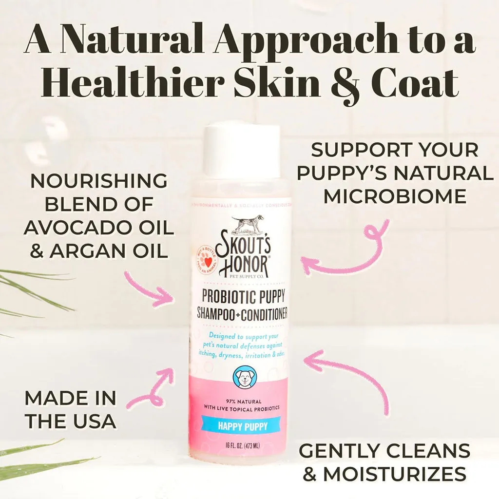 Skout's Honor Happy Puppy Probiotic & Dog Shampoo & Conditioner, 16-oz