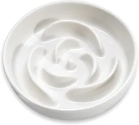 Slow Feeder Dog Bowls, 1.5 Cup Ceramic Dog Bowls, Fun Slow Eater Bowl for Small Medium Breed, Maze Puppy Slow Feeder for Fast Eaters to Control Eating, White