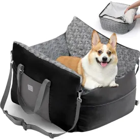 Small Dog Car Seat: Safe Comfy Travel Rides - Portable Multifuctional Puppy Bed for Carseat - Pet Booster Seats Up to 26lbs, Black