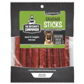 The Butcher's Companion Beef & Veg Sausage Sticks Dog Treat 7.1 oz