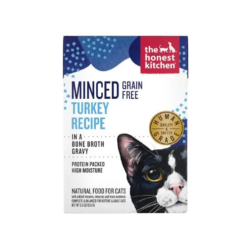 The Honest Kitchen Cat Minced Turkey Recipe in Bone Broth Gravy