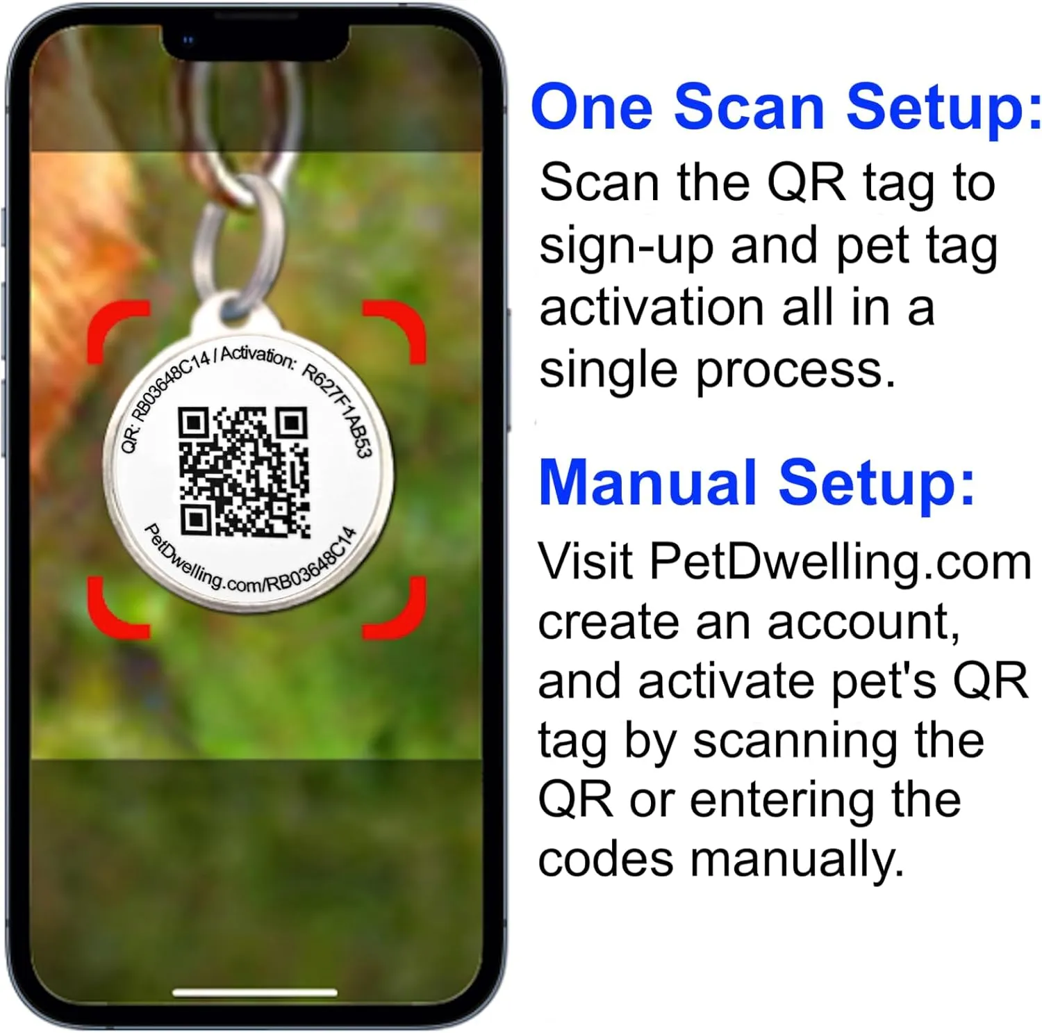Ultra Lightweight Pet ID Tag for Small Dogs & Cats  Online Pet Profile, Instant Profile Access, & Scan Location Alerts (Square Brown)