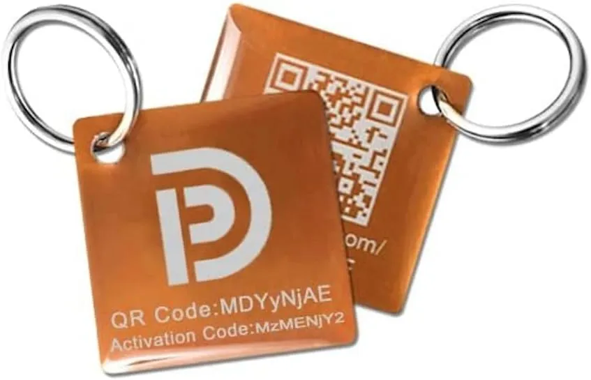 Ultra Lightweight Pet ID Tag for Small Dogs & Cats  Online Pet Profile, Instant Profile Access, & Scan Location Alerts (Square Brown)
