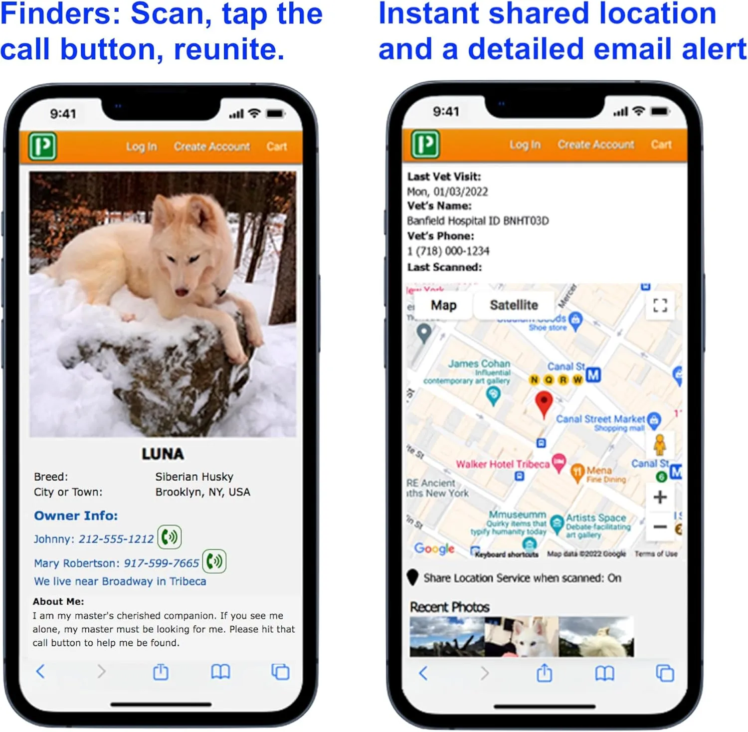 Ultra Lightweight Pet ID Tag for Small Dogs & Cats  Online Pet Profile, Instant Profile Access, & Scan Location Alerts (Square Brown)