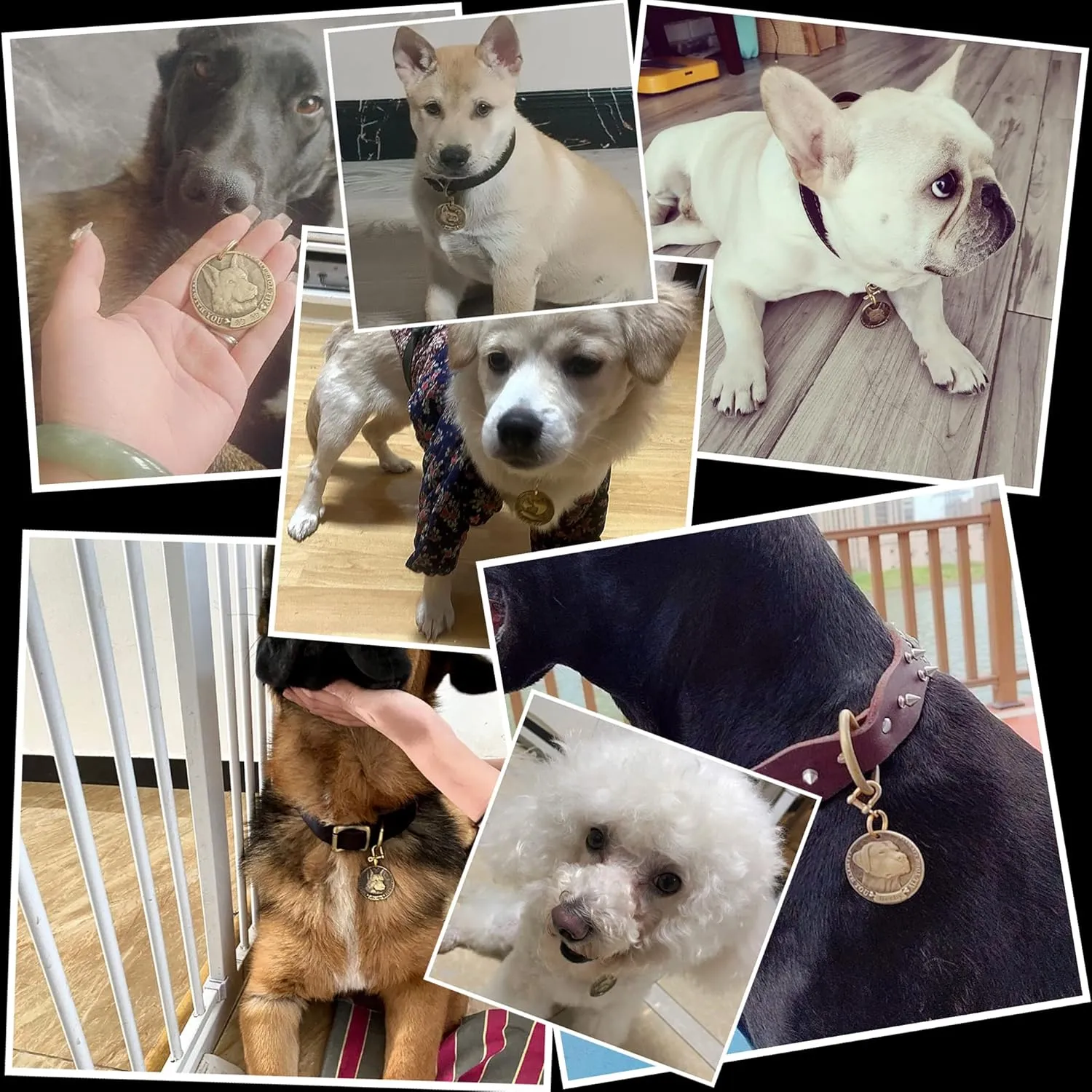 Vintage Pure Copper Personalized Dog Tags, Three-Dimensional Relief Pet Pattern, Custom Pet Tags (Japanese Akita)