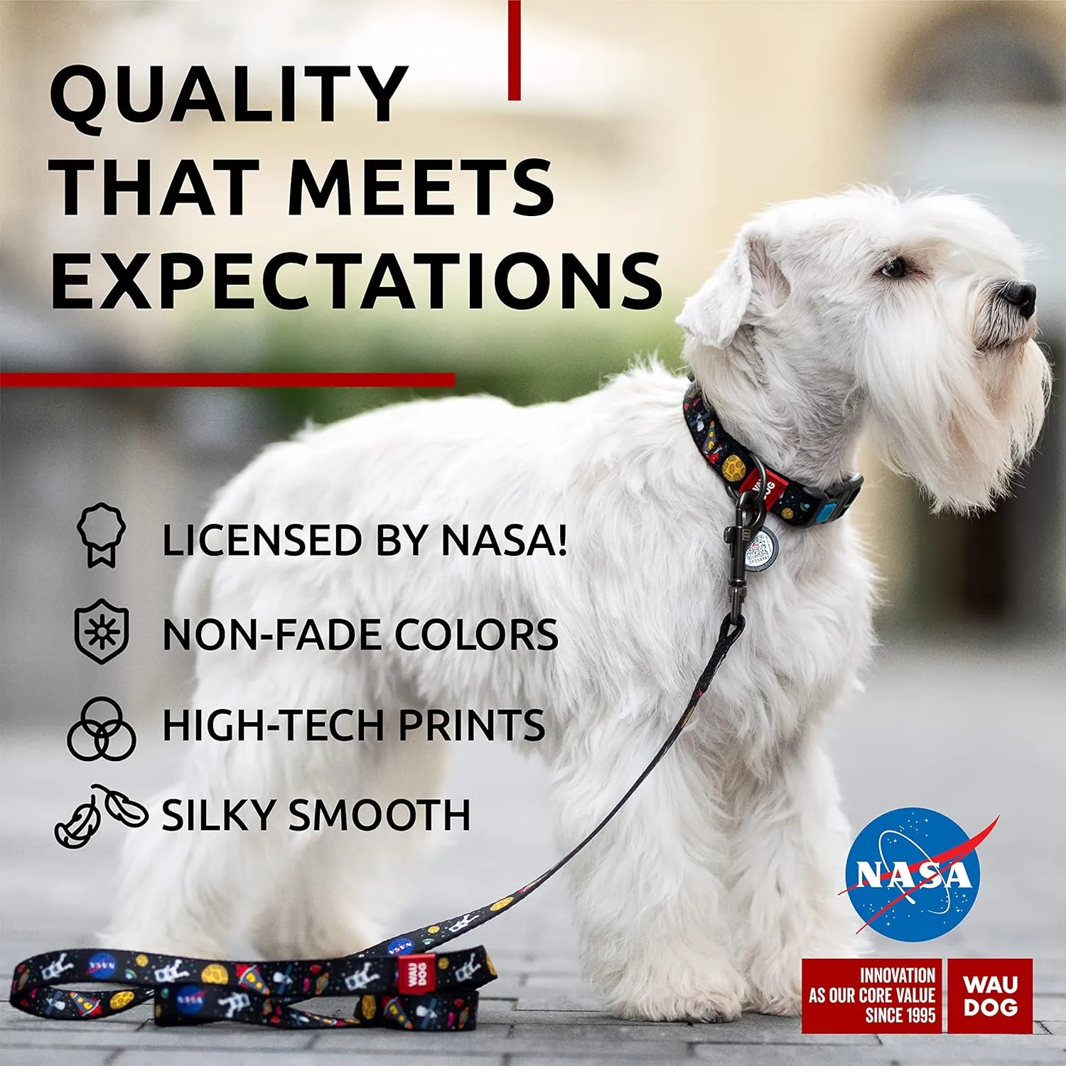 WAUDOG Nylon Dog Collar - Adjustable Dog Collar for Large Dogs, Small & Medium Dogs - Breakaway Puppy Collars for Large Breed Dogs - Boy & Girl Dog Collars with Durable Plastic Buckle and QR Dog Tag