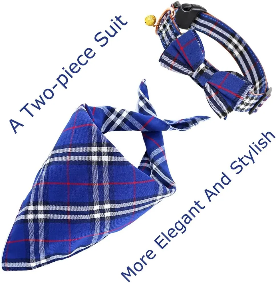 Yizepet Dog Collar with Bow Tie- Adjustable pet Collar for Dogs with Plastic Buckle Collar, Stylish Pattern for Small Medium or Large Boy and Girl Dog and Cat