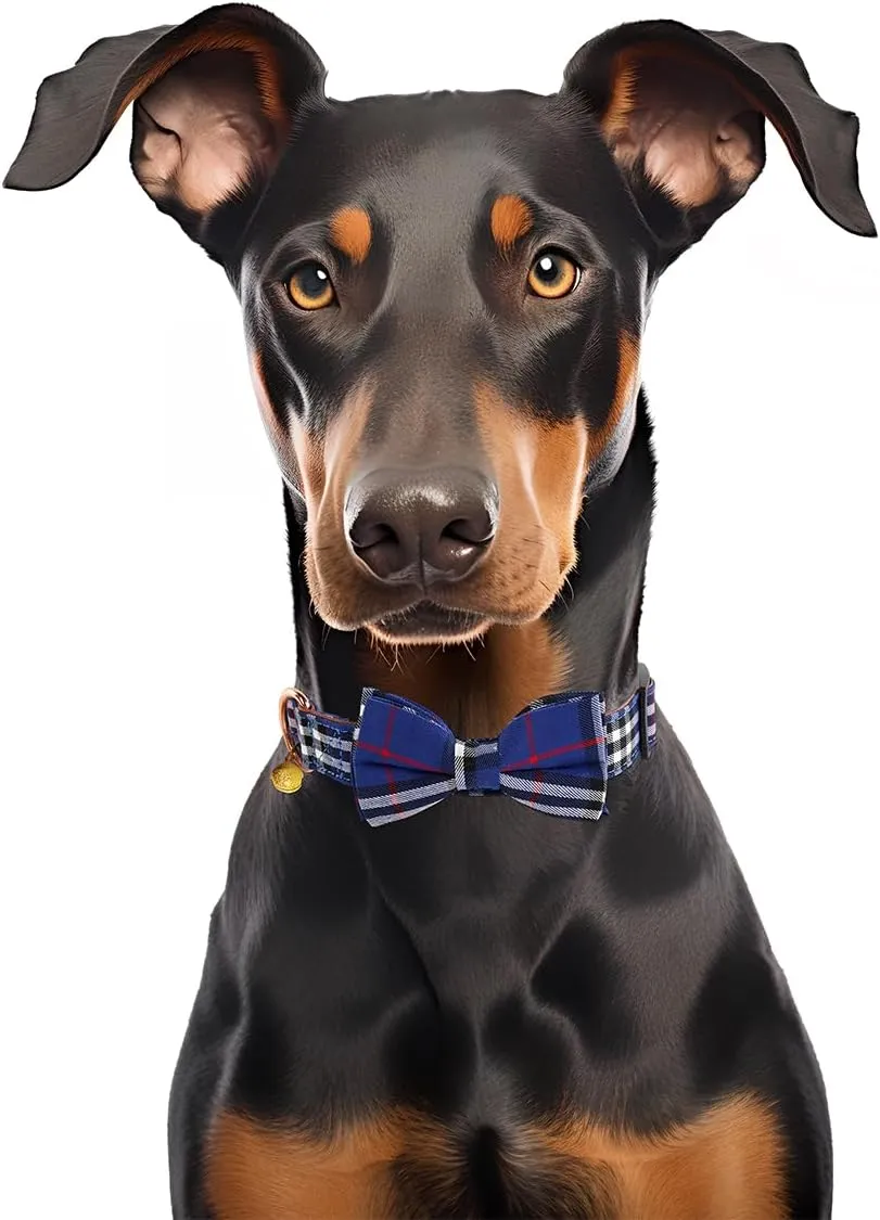 Yizepet Dog Collar with Bow Tie- Adjustable pet Collar for Dogs with Plastic Buckle Collar, Stylish Pattern for Small Medium or Large Boy and Girl Dog and Cat