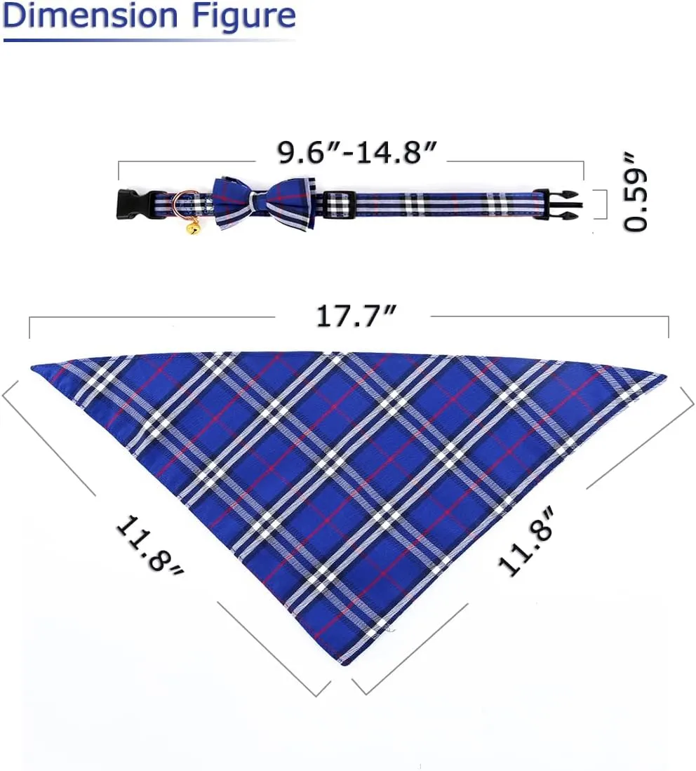 Yizepet Dog Collar with Bow Tie- Adjustable pet Collar for Dogs with Plastic Buckle Collar, Stylish Pattern for Small Medium or Large Boy and Girl Dog and Cat
