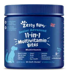 Zesty Paws Senior Advanced 11-in-1 Bites Dog Supplements (Beef)