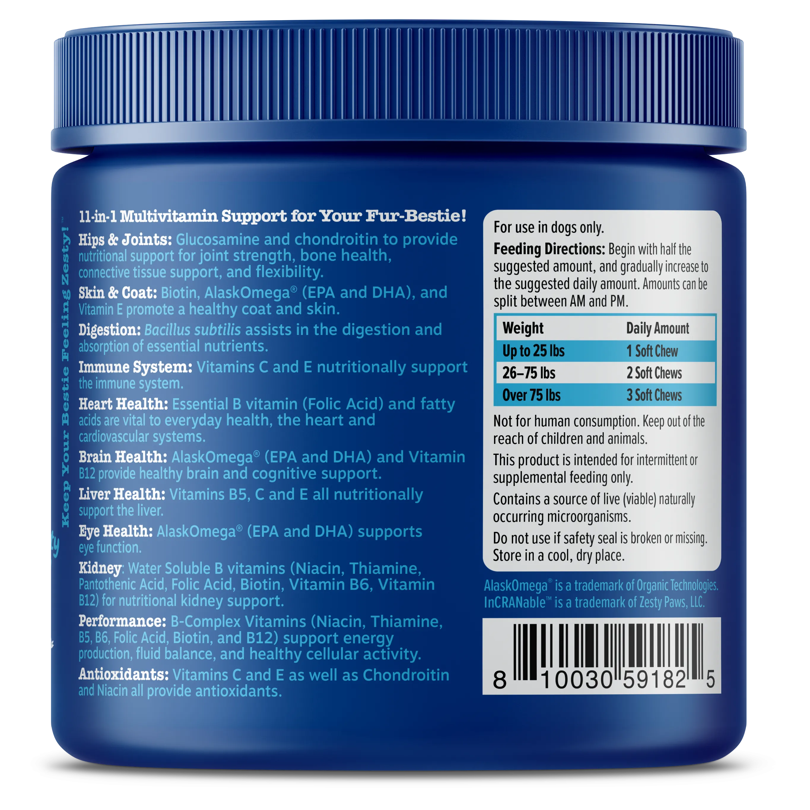 Zesty Paws Senior Advanced 11-in-1 Bites Dog Supplements (Beef)