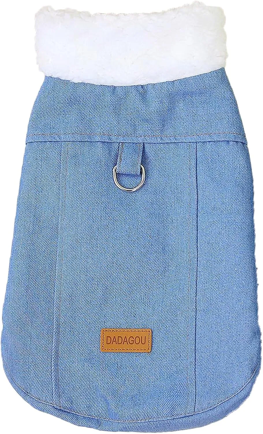 Zunea Soft Denim Winter Dog Jackets Coat for Small Medium Dogs Corgi Fleece Lined Coats with D-Ring Soft Warm Cold Weather Vest Jacket Puppy Clothes Pet Dachshund Apparel Lightblue XXL