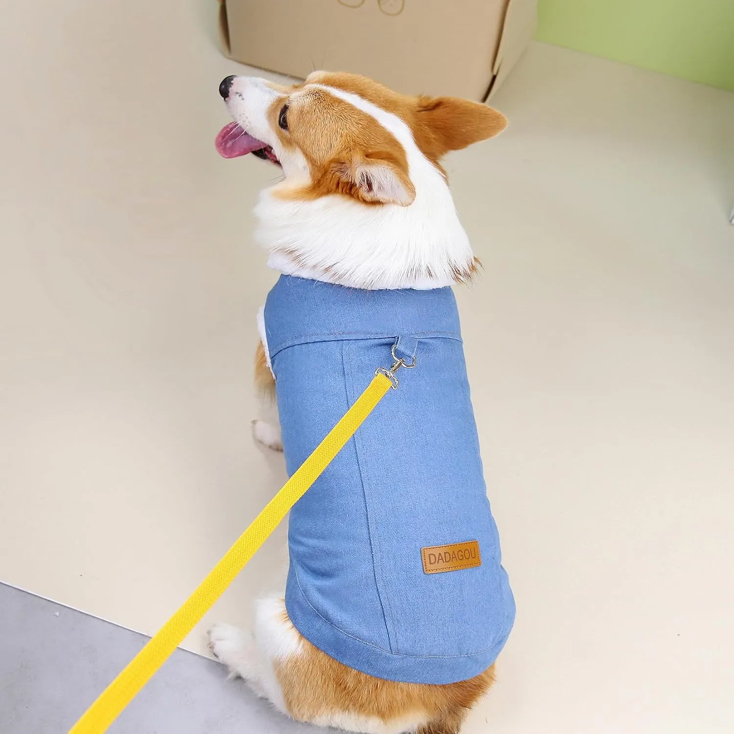 Zunea Soft Denim Winter Dog Jackets Coat for Small Medium Dogs Corgi Fleece Lined Coats with D-Ring Soft Warm Cold Weather Vest Jacket Puppy Clothes Pet Dachshund Apparel Lightblue XXL